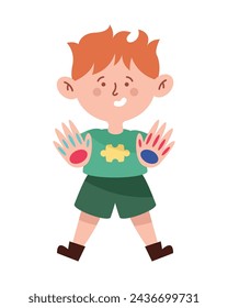 autism boy cartoon illustration vector