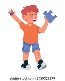 autism boy happy illustration vector