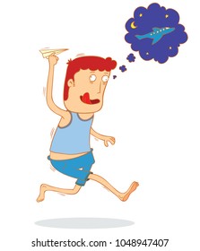 autism boy playing paper plane