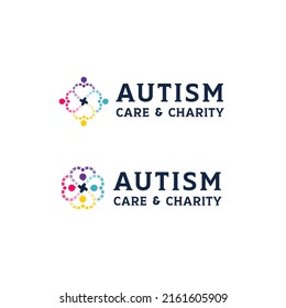 Autism care and charity logo design template