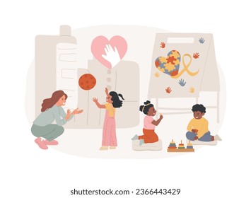 Autism center isolated concept vector illustration. Learning disability center, treatment of autism spectrum disorder, kids with special needs help, children development issue vector concept.