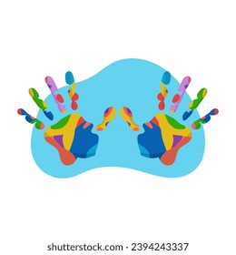 autism colored hands vector isolated