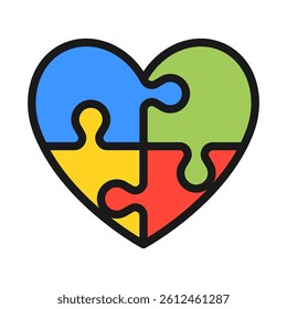 Autism concept puzzle heart. Vector Illustration