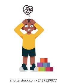 autismo confuso vector de ilustración de niño