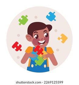 autism day, boy with puzzles design