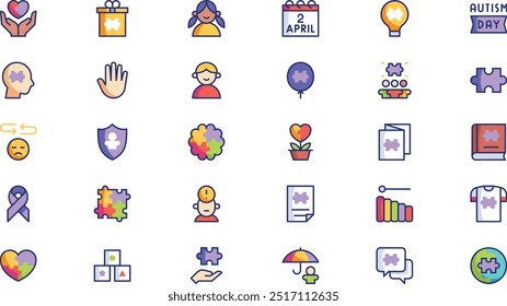 Autism day icon pack High-Quality Vector Icons Collection with Editable Stroke. Ideal for Professional and Creative Projects.