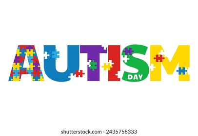 autism day letter with colorful concept. vector illustration