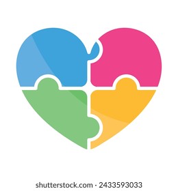 autism day puzzle heart illustration vector