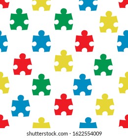 Autism day vector background. Puzzle seamless pattern.