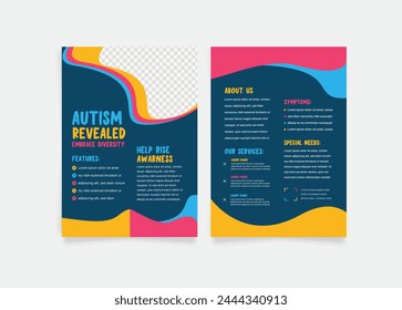 Autism double flyer template. Morden, Creative and professional flyer vector design. Simple and minimalist promotion layout illustration.