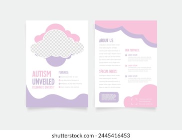 Autism double flyer template. Morden, Creative and professional flyer vector design. Simple and minimalist promotion layout illustration.