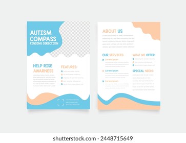 Autism double flyer template. Morden, Creative and professional flyer vector design. Simple and minimalist promotion layout illustration.