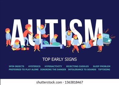 Autism Early Signs Autism Syndrome Childrenchildren Stock Vector ...