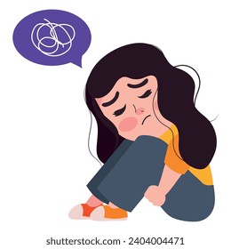 autism girl with heart puzzles illustration isolated