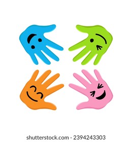 autism hands with faces vector isolated