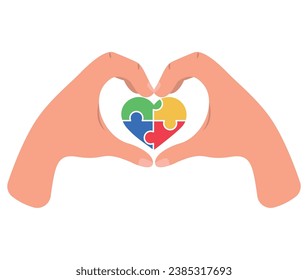 autism hands heart shaped illustration isolated
