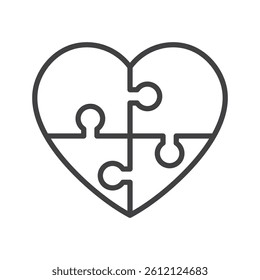 Autism heart, icon in line design. Autism heart, autism, love, support, awareness, puzzle, care on white background vector. Autism heart, editable stroke icon