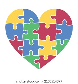 Autism Heart Puzzle Autism Awareness Vector Illustration