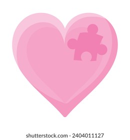 autism heart puzzle isolated design
