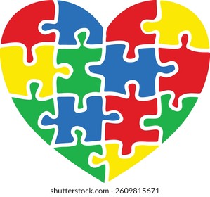 Autism heart vector Autism puzzle