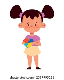 autism kid with heart puzzle vector isolated