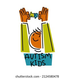 Autism kids. Autism awareness day concept vector illustration.