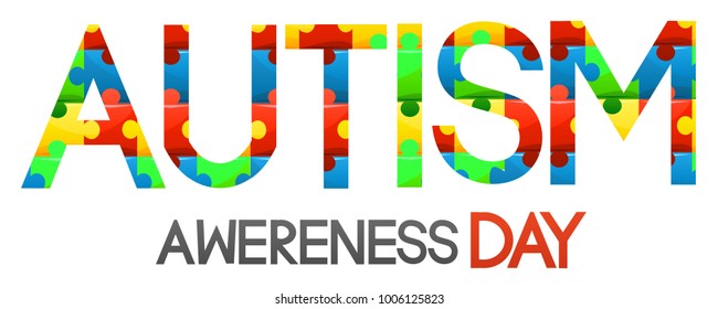 Autism lettering and text in different colors and puzzle style.World autism awareness day. text in different colors. Medical,healthcare related design isolated on white background. Autism solidarity 