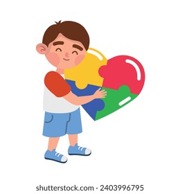 autism little boy illustration isolated