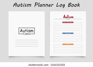 Autism logbook planner template design for KDP Interior. Low content KDP interior