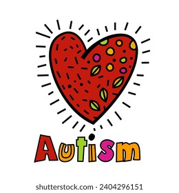 Autism logo in a bold whimsical style. Human mind and experience diversity concept. Neurodiversity acceptance sign. An inclusive, understanding society. Vector illustration. Colorful pop art graphics