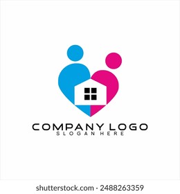 Diseño de logotipo de autismo con símbolos de casa y ventana.