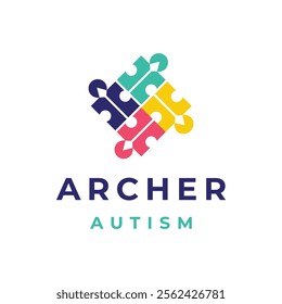 autism logo design, a puzzle with arrows