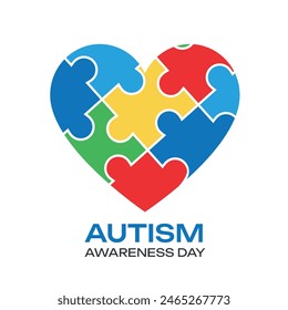 Autism logo with puzzle pieces isolated on white background. World autism awareness day icon design. Vector stock