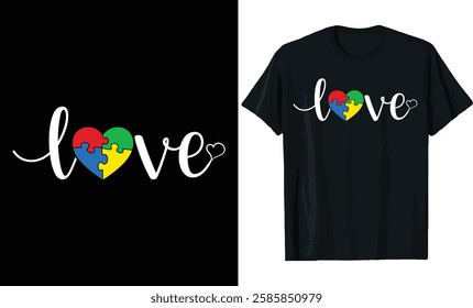 Autism Love - Puzzle Heart Design