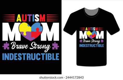 Autismo mamá valiente fuerte, Autismo camiseta Arte vectorial