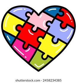 Autism Puzzle Colorful Heart Shape Vector Illustration