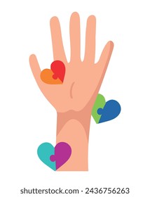 autism puzzle hand illustration vector