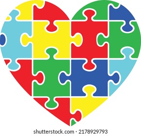 Corazón del rompecabezas del autismo, corazón del autismo