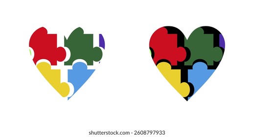 Autism Puzzle Heart Vector Illustration