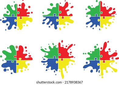 Archivo de sangrado de pintura de rompecabezas del autismo