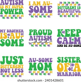autism retro ''svg'' design bundle and digital download