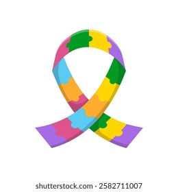 Autism, Ribbon, Disability Vector Illustration Isolated