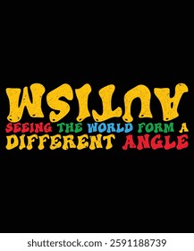  Autism Seeing The World From A Different Angle, Autism Awareness T-Shirt, Light It Up Blue Shirt, Neurodiversity Support Tee, Autism Acceptance Clothing, Inclusion Matters T-Shirt, Print Template