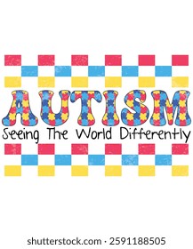 Autism Seeing The World Differently, Autism Awareness T-Shirt, Light It Up Blue Shirt, Neurodiversity Support Tee, Autism Acceptance Clothing, Inclusion Matters T-Shirt, Shirt Print Template