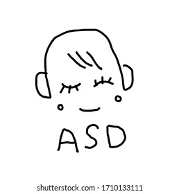 Autism sign - person with closed eyes and headphones. ASD design. On the spectrum.