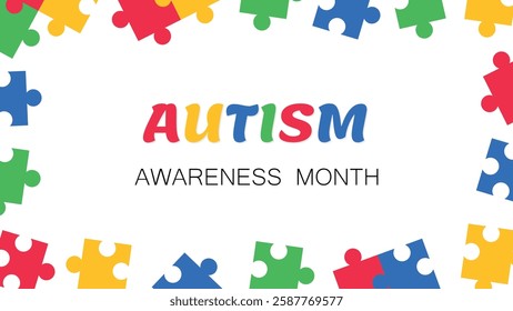 Autism spectrum disorder, ASD Awareness month, Mental developmental disabilities, psychology campaign, Healthcare and medicines, banner with puzzle pieces