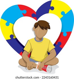 Autism Spectrum Disorder child with support symbol. Ideal for awareness and education campaigns