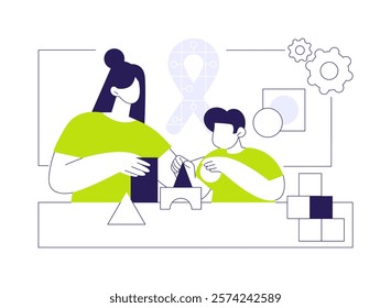 Autism spectrum disorders treatment abstract concept vector illustration. Psychiatrist deals with child with autism, medicine sector, developmental disorder, mental problem abstract metaphor.