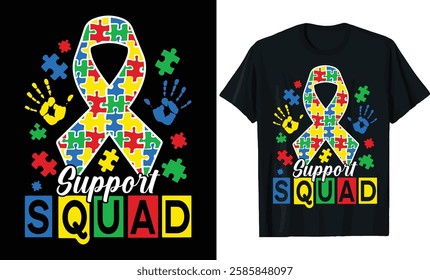 Autism Support Squad - Ribbon Puzzle Design