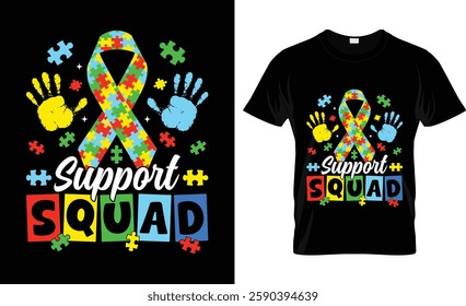 Autism Support Squad - Ribbon Puzzle Design